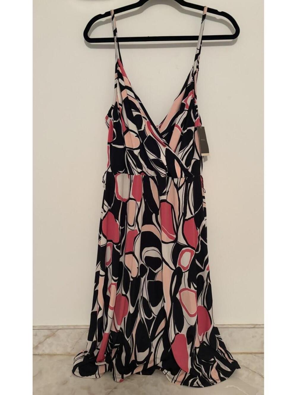 Merona Abstract Print Faux Wrap V-Neck Sleeveless Stretchy Dress Size XL NEW
